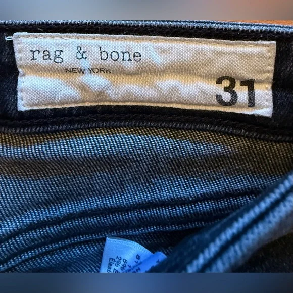 rag & bone Nina High Rise Skinny Jeans Black Distressed Tag 31 Fits 30x26 USA - Picture 3 of 16